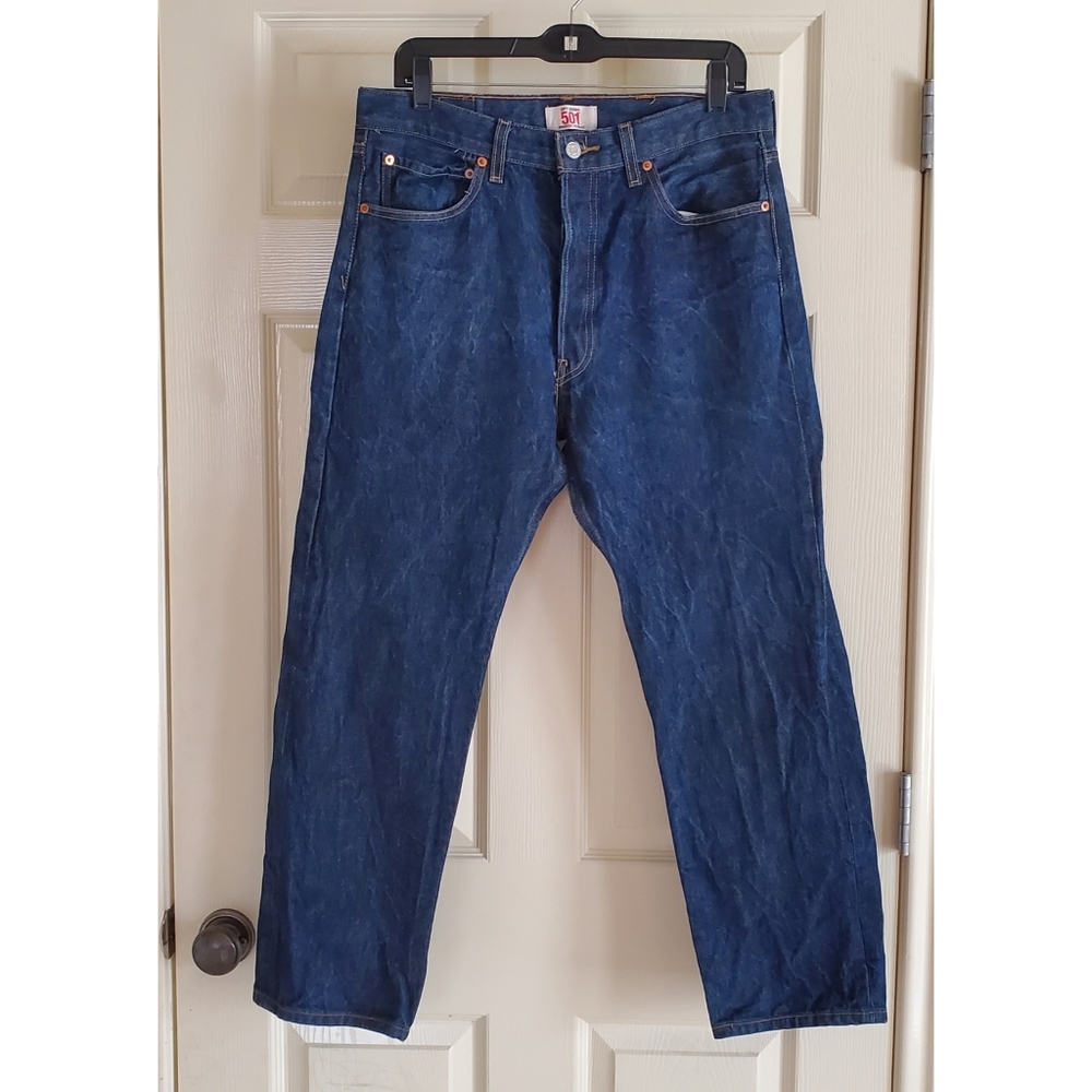 EUC Y2K Levi's Original 501 Jeans 2008 Straight Leg Size W34 L30 Dark Wash Blue